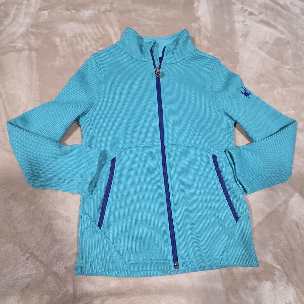 Spyder Teal Knit Jacket with Navy Trim